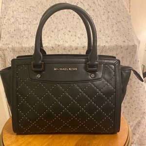 Michael Kors Black Selma Quilted Beaded Satchel